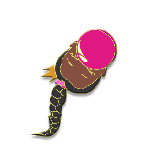 Signature Enamel Pin: Chloe (Hot Pink Bubble)