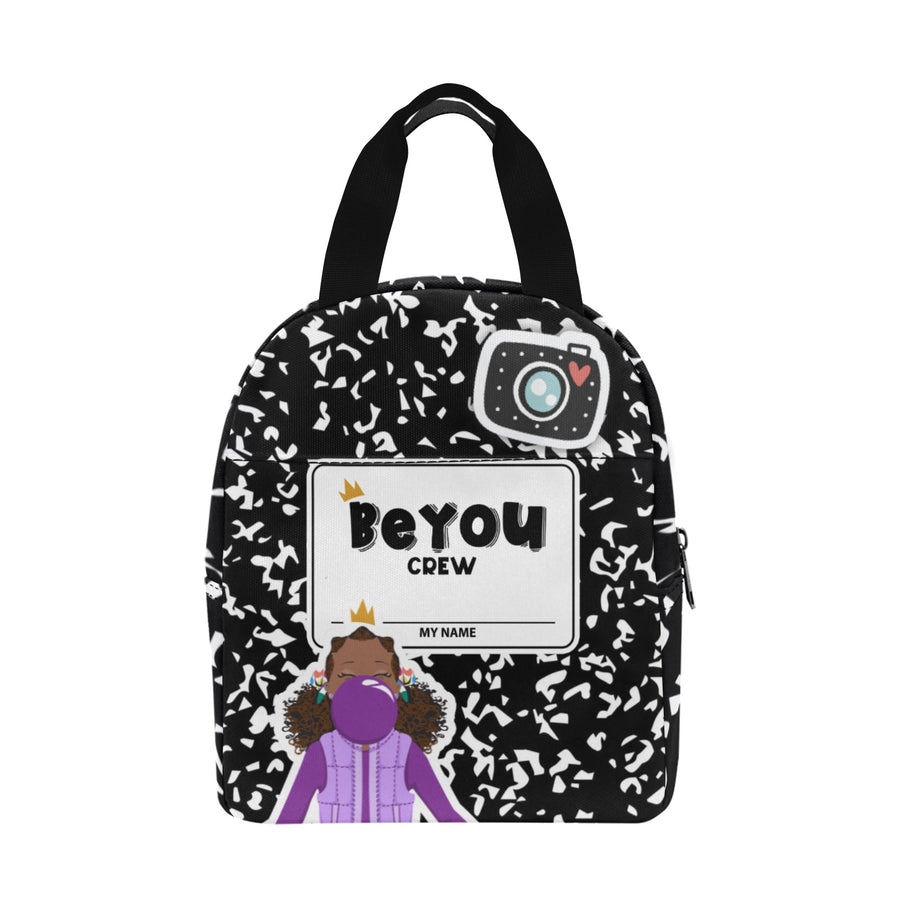 BeYOU Crew Zipper Lunch Bag- Roslyn (Purple Bubble)