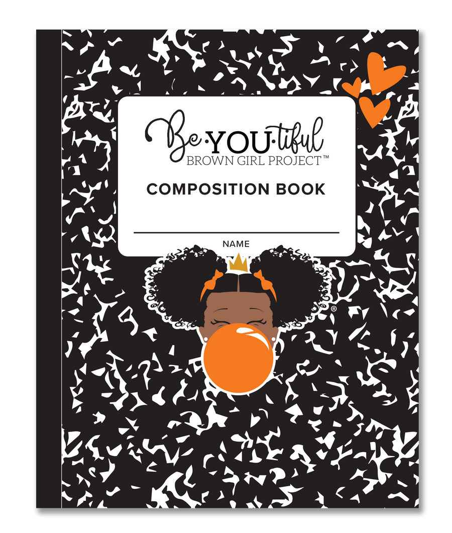 BeYOUtiful Brown Girl Composition NoteBook (8x10): ORANGE