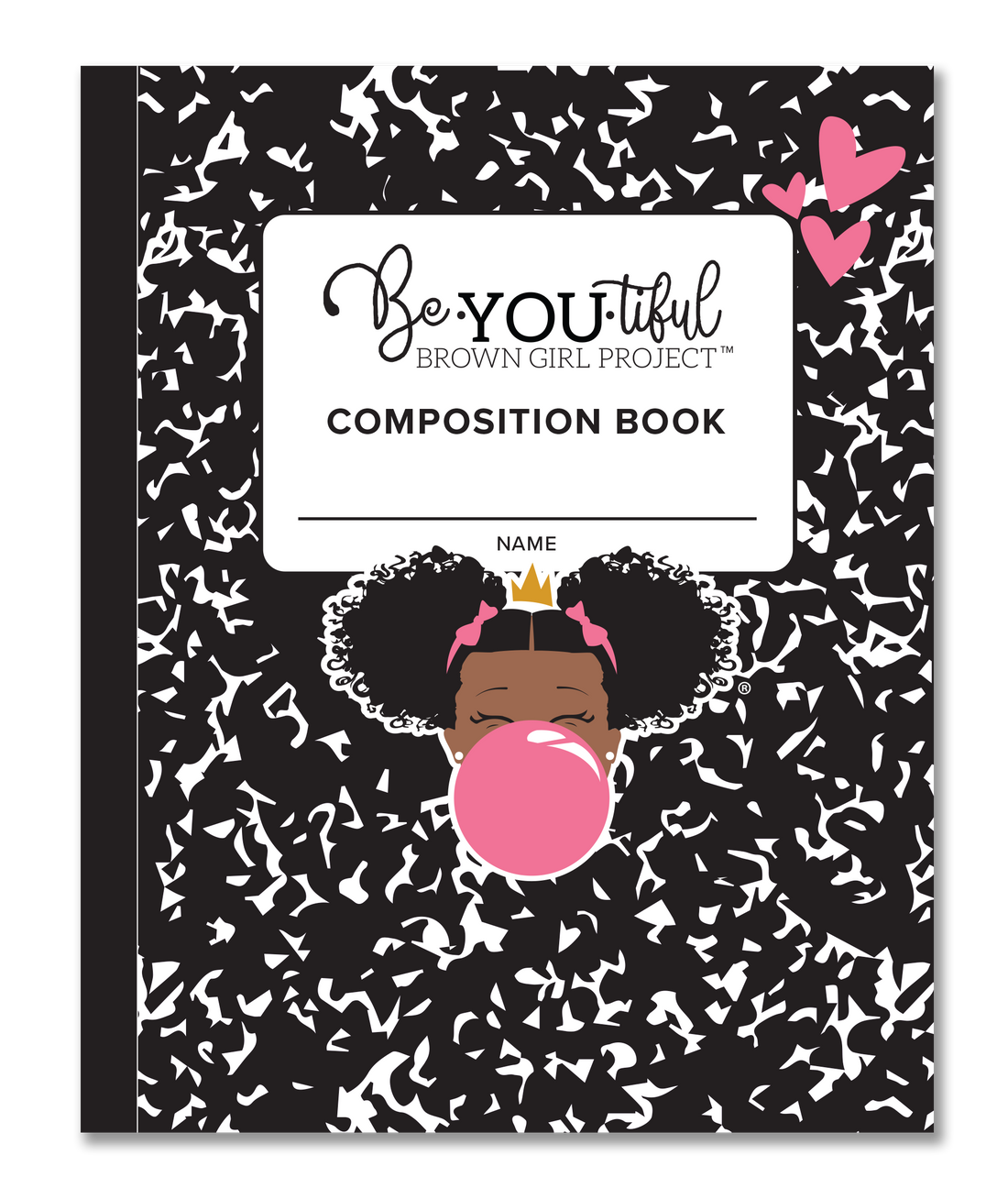 BeYOUtiful Brown Girl Composition NoteBook (8x10): PINK