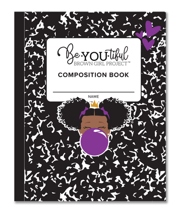 BeYOUtiful Brown Girl Composition NoteBook (8x10): PURPLE