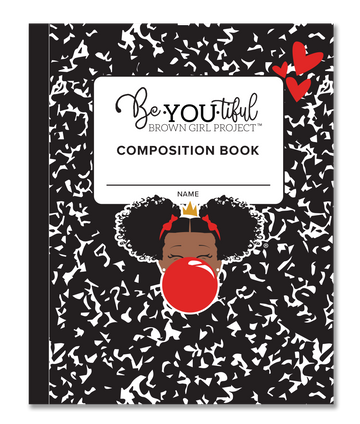 BeYOUtiful Brown Girl Composition NoteBook (8x10): RED